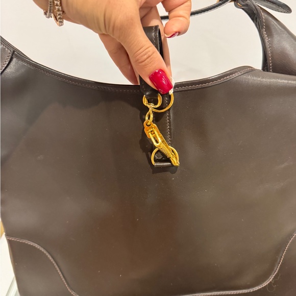 Authentic VINTAGE HERMES DARK BROWN LEATHER TRIM II BAG - Picture 6 of 9